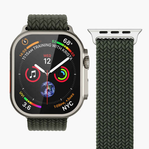 Vonmählen zamjenski remen za Apple Watch 44/45/46/49 mm, Olive Woven Loop, One Size