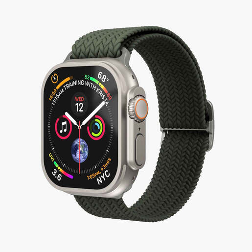 Vonmählen zamjenski remen za Apple Watch 44/45/46/49 mm, Olive Woven Loop, One Size