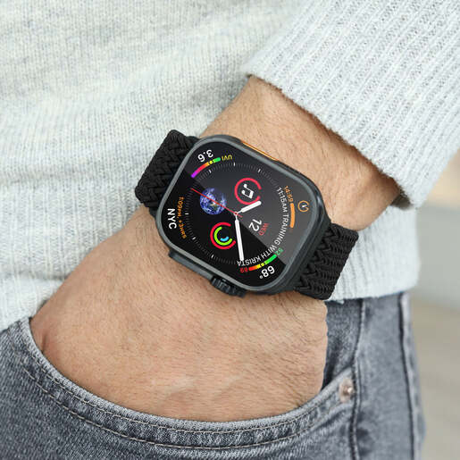 Vonmählen zamjenski remen za Apple Watch 44/45/46/49 mm, All Black Woven Loop, One Size