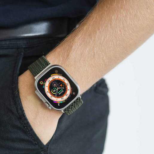 Vonmählen zamjenski remen za Apple Watch 40/41/42 mm, Olive Woven Loop, One Size