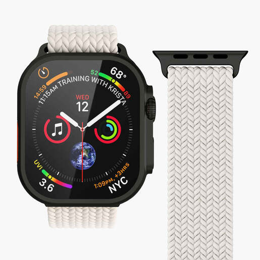 Vonmählen zamjenski remen za Apple Watch 44/45/46/49 mm, Cream Black Woven Loop, One Size