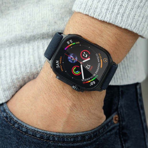 Vonmählen zamjenski remen za Apple Watch 44/45/46/49 mm, Navy Black Classic Nylon Loop, One Size