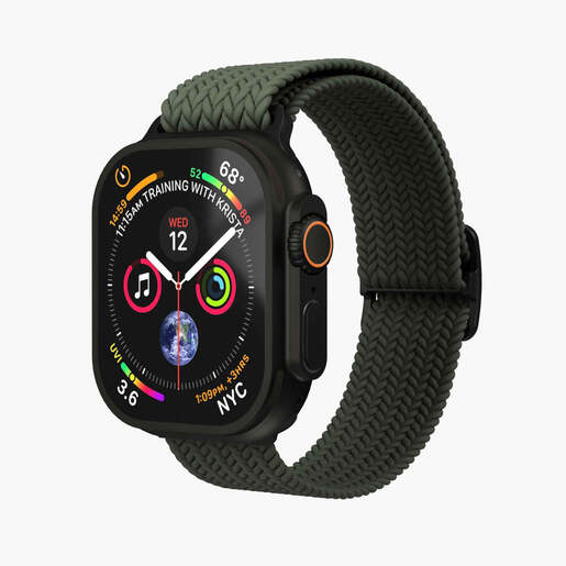 Vonmählen zamjenski remen za Apple Watch 44/45/46/49 mm, Olive Black Woven Loop, One Size