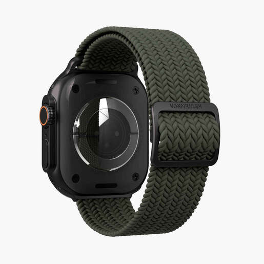 Vonmählen zamjenski remen za Apple Watch 44/45/46/49 mm, Olive Black Woven Loop, One Size