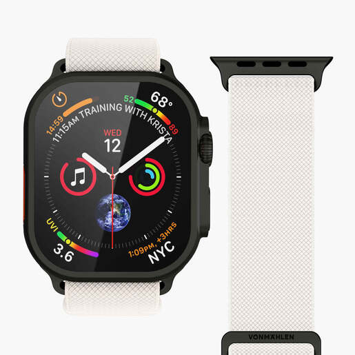 Vonmählen zamjenski remen za Apple Watch 44/45/46/49 mm, Cream Black Classic Nylon Loop, One Size