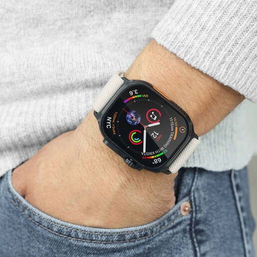 Vonmählen zamjenski remen za Apple Watch 44/45/46/49 mm, Cream Black Classic Nylon Loop, One Size