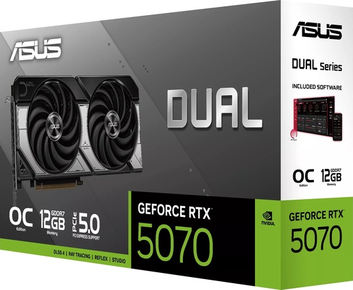 Grafička kartica Asus DUAL-RTX5070-O12G, nVidia GeForce RTX 5070 OC Edition 12GB GDDR7, PCIe 5.0, 3x DisplayPort, 1x HDMI (90YV0M17-M0NA00)
