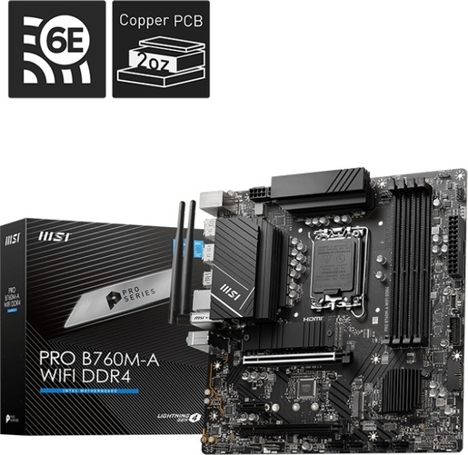 Matična ploča MSI PRO B760M-A WIFI DDR4, LGA1700, Intel B760, mATX