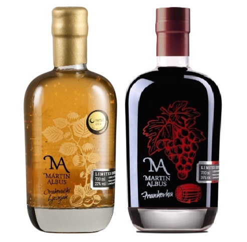 Martin Albus liker od lješnjaka s listićima zlata 0,7l i liker od frankovke 0,7l