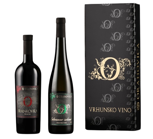 PP Orahovica Silvanac zeleni vrhunski 0,75l i Frankovka vrhunska 0,75l u poklon kutiji