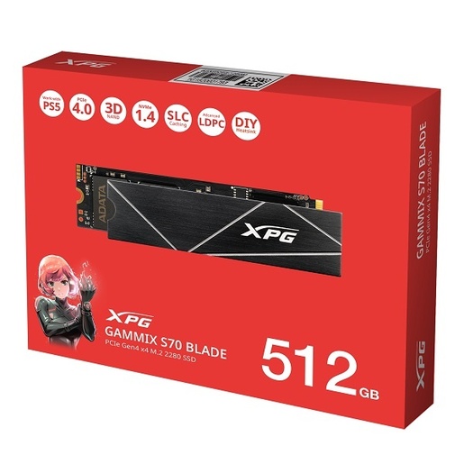 SSD 512GB ADATA Gammix S70 Blade M.2 NVMe (ADATA-GX-S70B-512G)