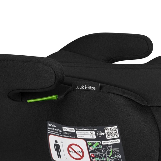 Lionelo Luuk booster/sjedalo za auto i-Size 15-36 kg (125-150 cm), Black