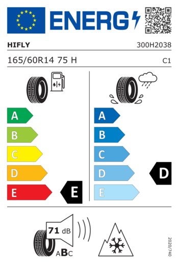 Hifly 165/60R14 Win-turi 212 75H,Pot: E,Pri: D,Buka: 71dB