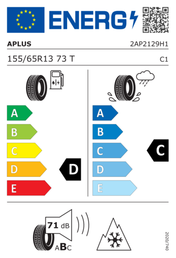 Aplus 155/65R13 A701 73T,Pot: D,Pri: C,Buka: 71dB