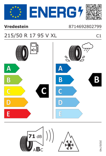 Vredestein 215/50R17 Wintrac pro+ XL 95V,Pot: C,Pri: B,Buka: 71dB