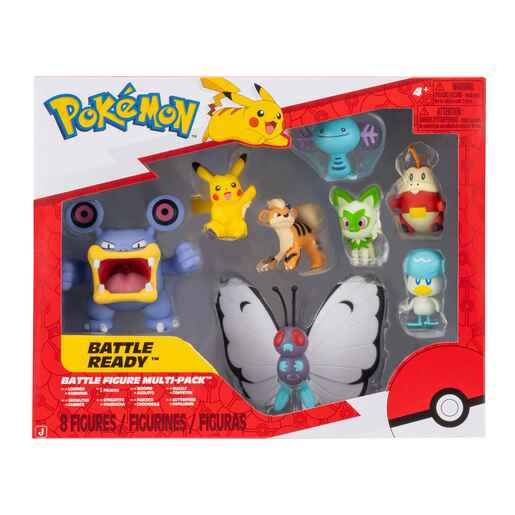 Pokemon Battle figura, 8 kom - Loudred, Pikachu, Growlithe, Wooper, Sprigatito, Cyndaquil, Butterfree, Quaxly