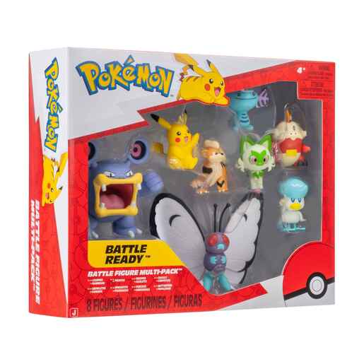 Pokemon Battle figura, 8 kom - Loudred, Pikachu, Growlithe, Wooper, Sprigatito, Cyndaquil, Butterfree, Quaxly