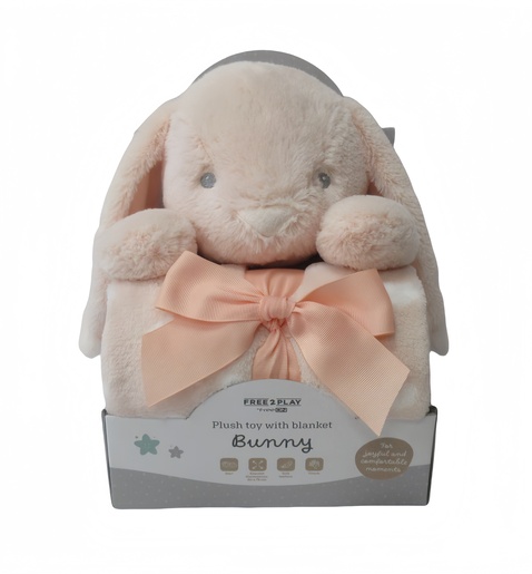 Free 2 Play plišana igračka s dekicom, zeko, narančasti