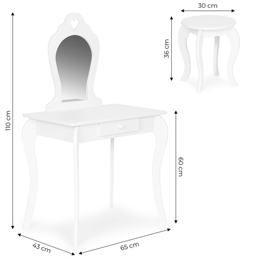 Ecotoys dječji toaletni stol s ogledalom za djevojčicu