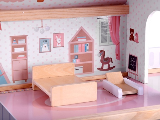 Drvena kućica za lutke s namještajem Boho