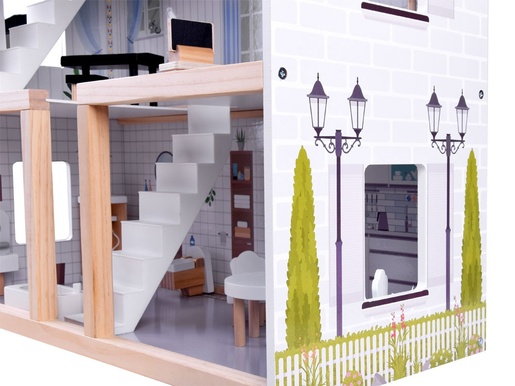 Drvena kućica za lutke s namještajem Boho