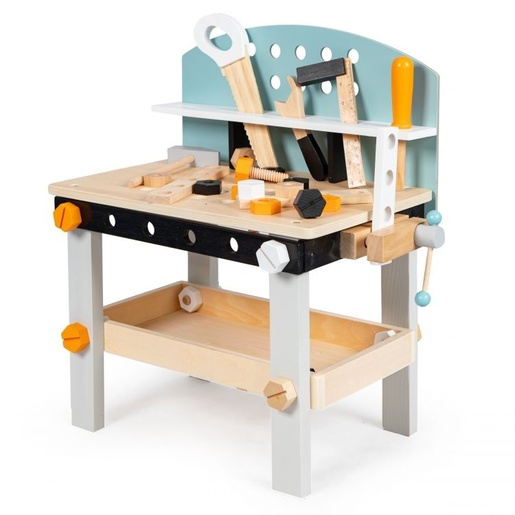 Ecotoys drveni stol za alate za djecu s 38 komada