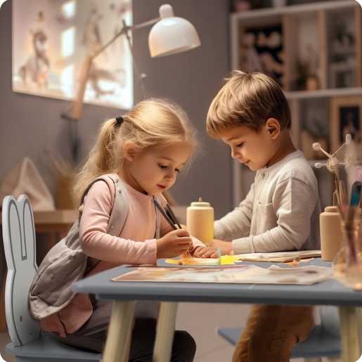 Ricokids stol sa dvije stolice za djecu, RC-847 zeko