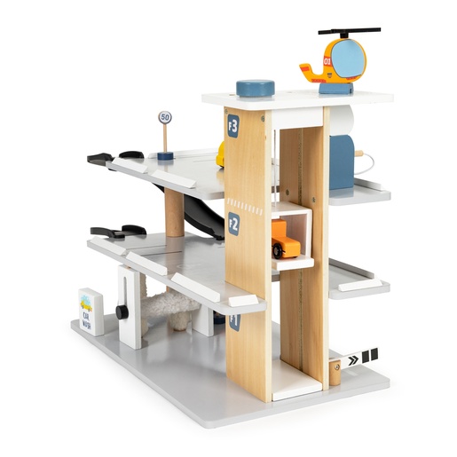 Ecotoys drvena garaža s praonicom i helikopterom