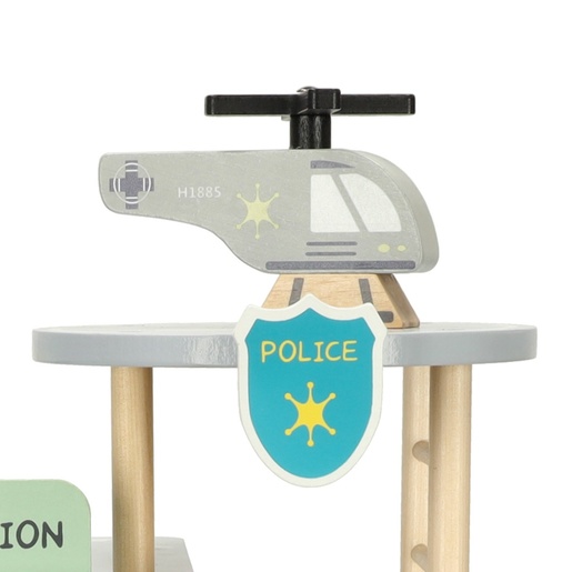 Drvena policijska postaja + policijski automobil i helikopter