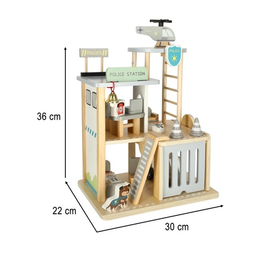 Drvena policijska postaja + policijski automobil i helikopter