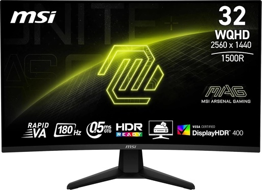 MSI monitor MAG 32CQ6F, 32" VA, WQHD, 180Hz, 0.5ms, FreeSync, 2xHDMI, DP, DisplayHDR 400, zakrivljeni