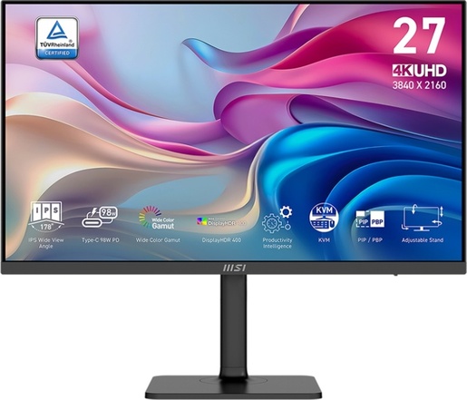 MSI monitor Modern MD272UPHG, 27" IPS, 4K UHD, 60Hz, 4ms, Adaptive Sync, 2xHDMI, DP, USB-C, DisplayHDR 400, zvučnici
