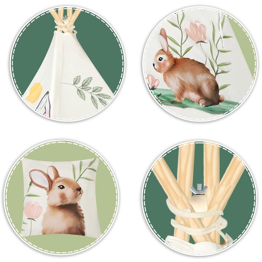 Nukido Teepee šator za djecu bež životinje