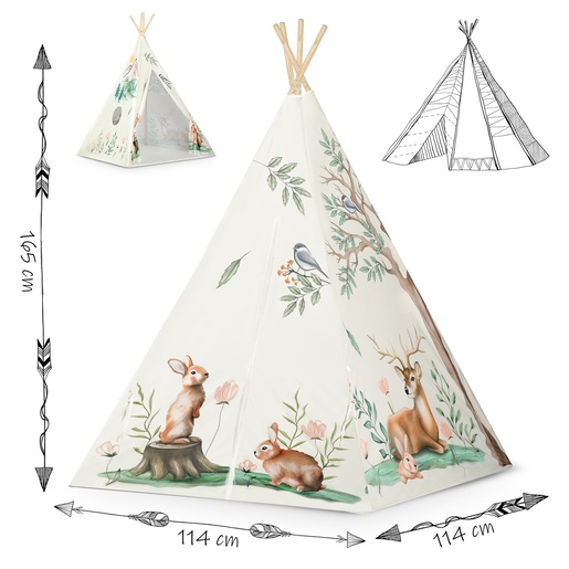 Nukido Teepee šator za djecu bež životinje