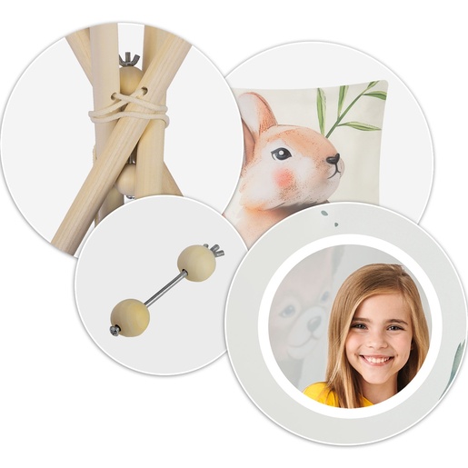 Nukido Teepee šator za djecu bež životinje