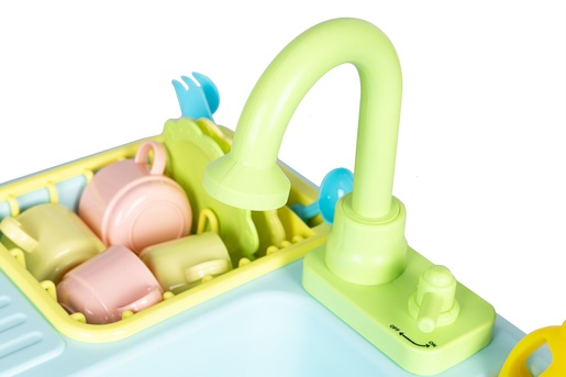 Dječji sudoper s pravom slavinom i dodacima plavi