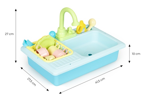 Dječji sudoper s pravom slavinom i dodacima plavi