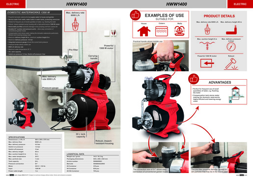 SCHEPPACH hidropak HWW1400, 1300 W, 6000 L/h