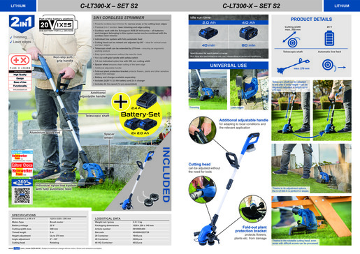 SCHEPPACH akumulatorski trimer C-LT300-X, 20V, 300 mm