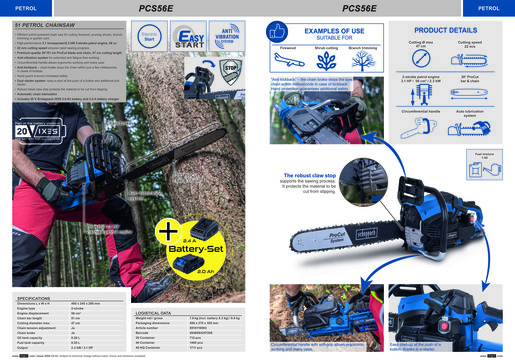 SCHEPPACH benzinska motorna pila PCS56, 56 cc, 51 cm