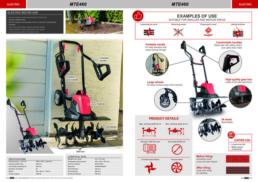 SCHEPPACH električna kopačica MTE460, 1500 W, širina 45 cm