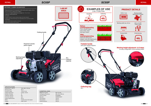 SCHEPPACH benzinski prozračivač SC55P, radna širina 40 cm, 212 cc
