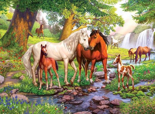 Ravensburger 300 kom puzzle Horses by the stream