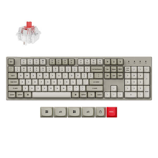 Tipkovnica Keychron C2 Pro 8K QMK, Keychron Super Red Switch, US ANSI, HR znakovi, žičana mehanička tipkovnica, siva, C2PX-M1