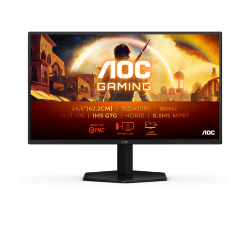 AOC monitor 25G42E, 24,5" FHD, IPS, 180Hz, 1ms, HDMI, DP, HDR10
