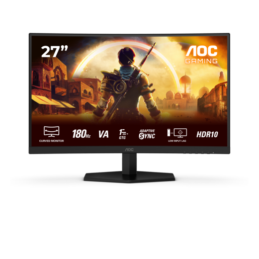 AOC monitor C27G42E, 27" FHD, VA, 180Hz, 1ms, zakrivljeni, 2xHDMI, DP, HDR10, zvučnici