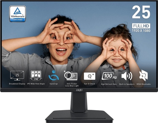 MSI monitor PRO MP251, 24,5" IPS, FHD, 100Hz, 1ms, D-Sub, HDMI, zvučnici