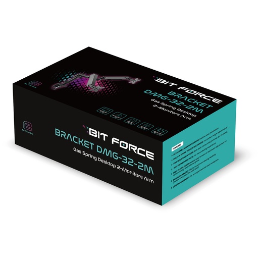 BIT FORCE stolna ručka za 2 monitora s plinskom oprugom, BRACKET DMG-32-2M, 17-32"