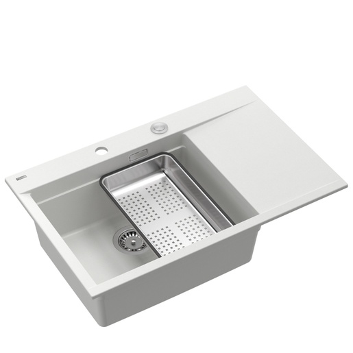 Quadron sudoper JOSH 111, WORKSTATION snježno bijela/čelik s daljinskim upravljanjem