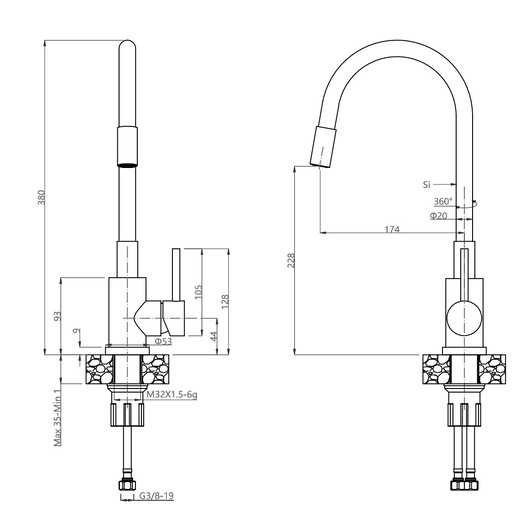 Quadron set LUKE 90, čelik PVD antracit + MAGGIE